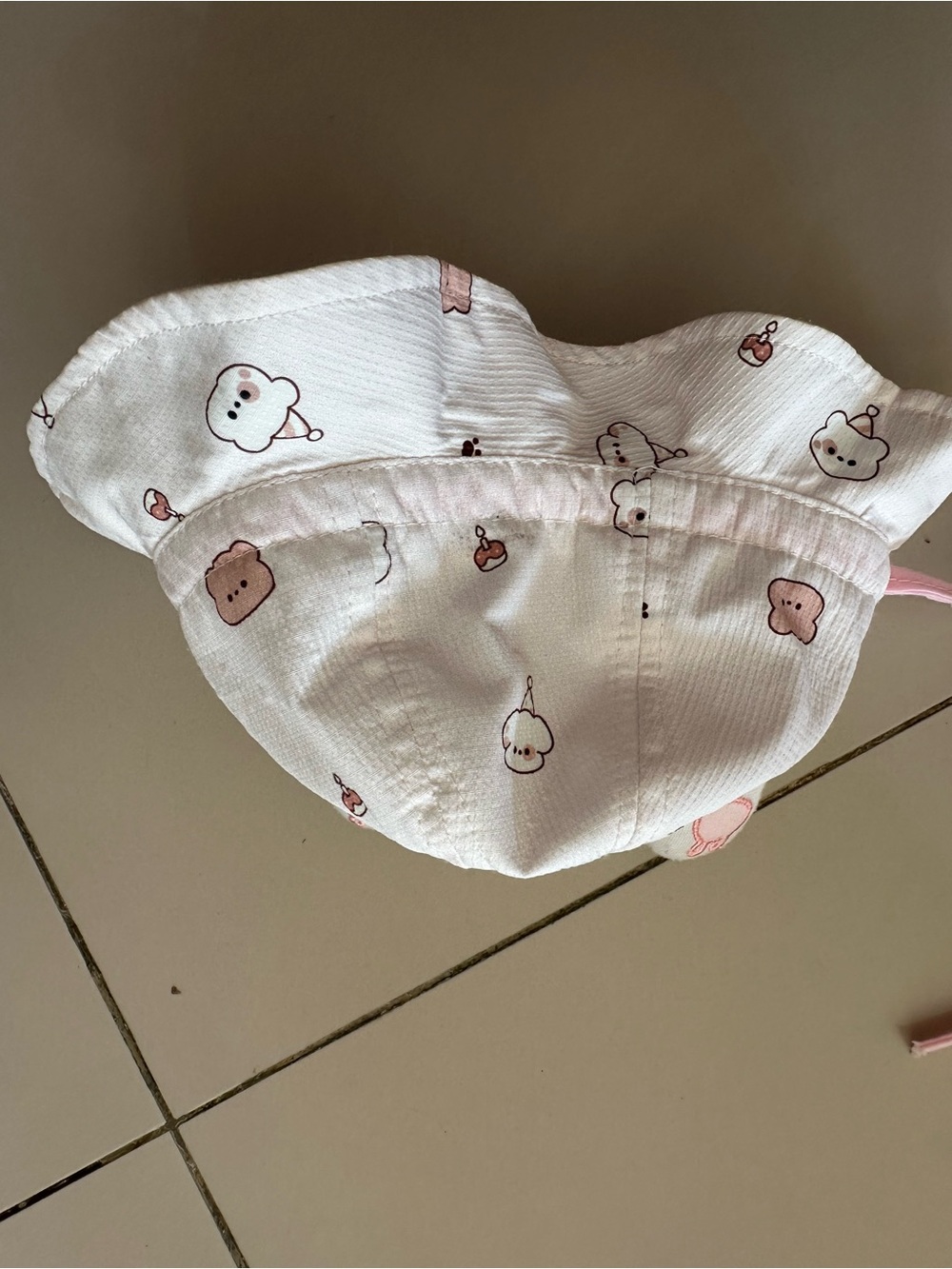 Cute Pink Printed Baby Sun Hat with Toast & Cloud Motifs